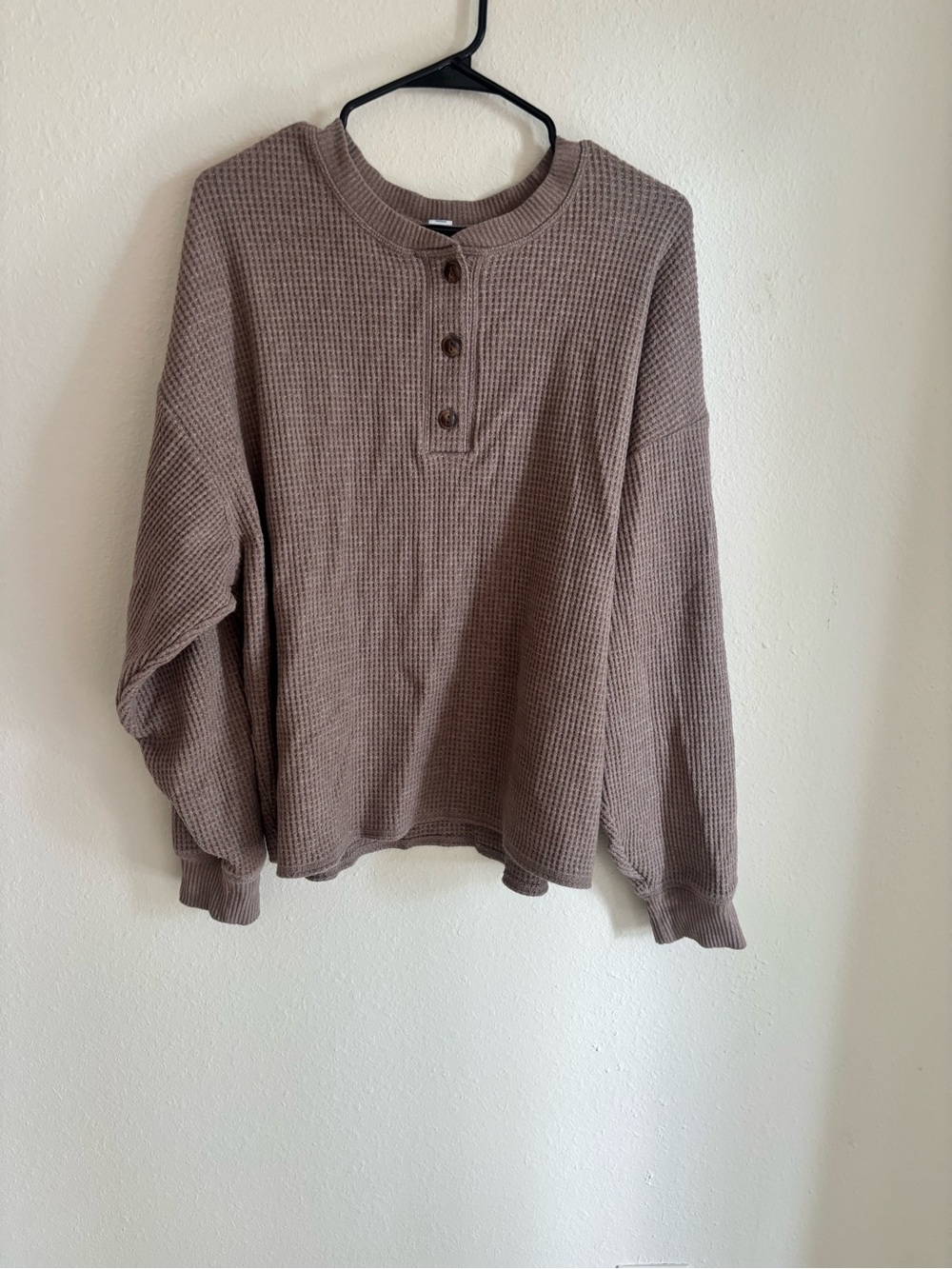 Old Navy Waffle Henley Sweater- Mushroom
